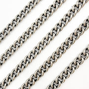 Y4OX. Oxidized Sterling Silver Smooth Curb Chain
